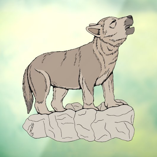 Wolf Pup Howling Raamsticker (Vel 3)