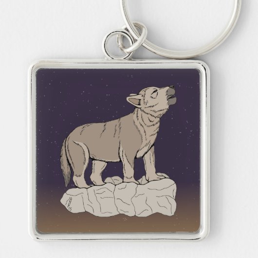 Wolf Pup Howling Sleutelhanger (Voorkant)