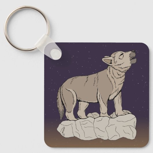 Wolf Pup Howling Sleutelhanger (Voorkant)