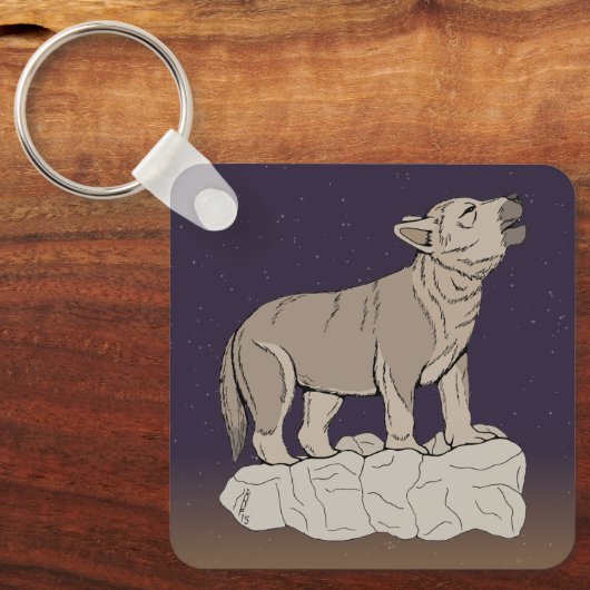 Wolf Pup Howling Sleutelhanger (Voorkant)