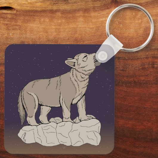 Wolf Pup Howling Sleutelhanger (Achterkant)