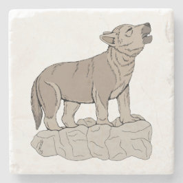 Wolf Pup Howling Stenen Onderzetter