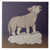 Wolf Pup Howling Tegeltje (Voorkant)