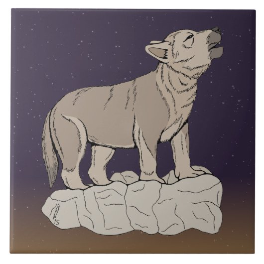 Wolf Pup Howling Tegeltje (Voorkant)