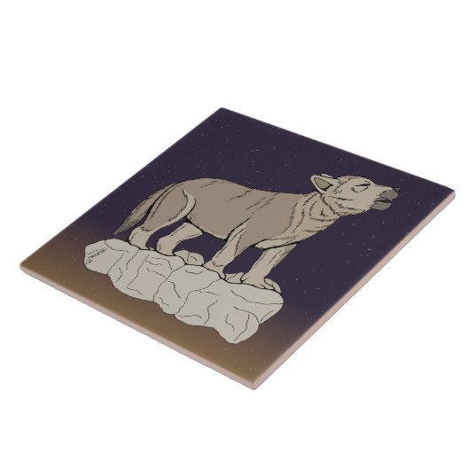 Wolf Pup Howling Tegeltje (Zijkant)