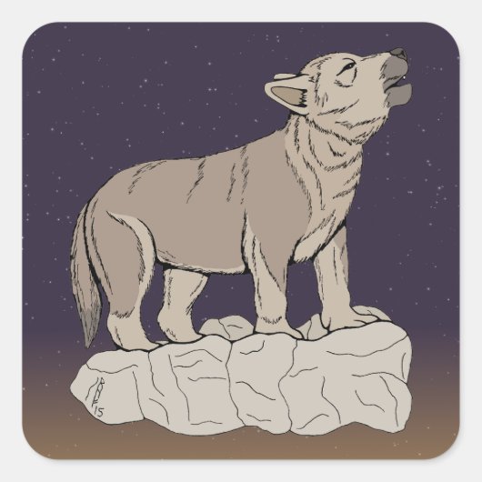 Wolf Pup Howling Vierkante Sticker (Voorkant)