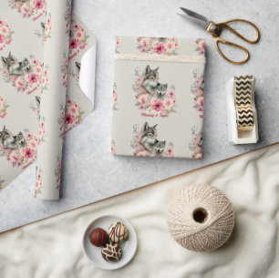 Wolf & Pup Nieuwe Baby Vakantie Cadeaupapier