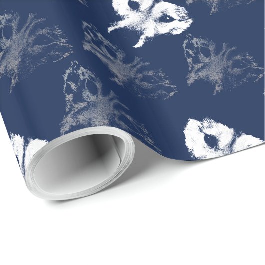 Wolf Pup-papier voor rotatiepersen Wolf Puppy Sled Cadeaupapier (Rol Hoek)