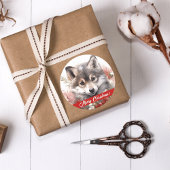 Wolf Pup Prettig Kerst Sticker