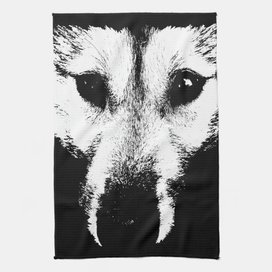 Wolf Pup Towel Wild Husky Dog Tea Towel Theedoek (Verticaal)