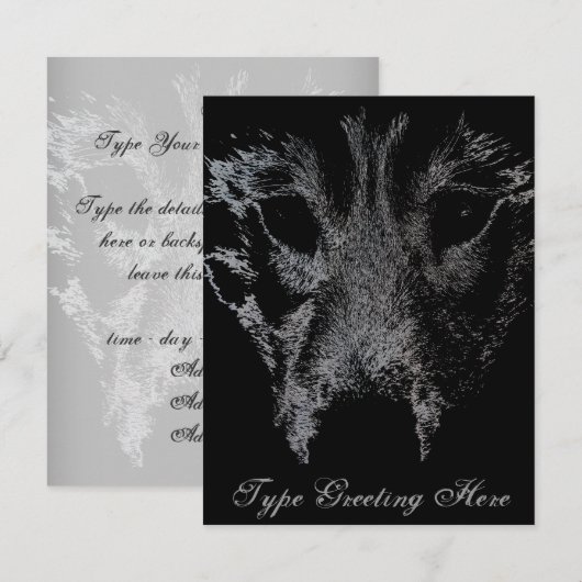 Wolf Pup Uitnodigingen Gepersonaliseerde Husky Wol (Voorkant / Achterkant)