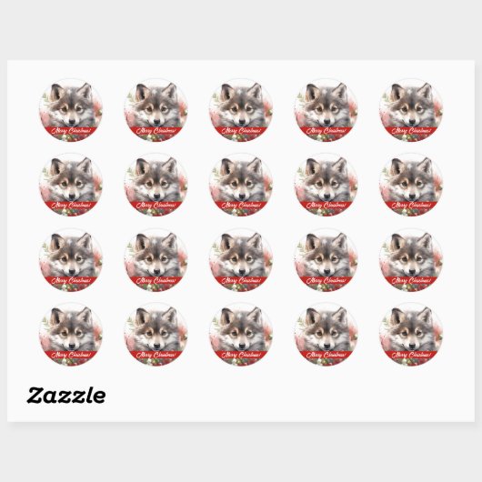 Wolf Pup Vrolijke kerst Sticker (Vel)