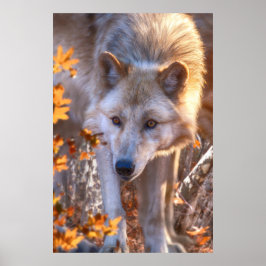 Wolf Puppy AUTUMN COLORS Poster