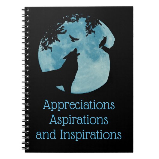 Wolf, Raven Owl en Moon Appreciation Journal Notitieboek (Voorkant)