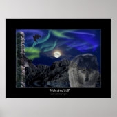 Wolf, Ravens, Totem Pole & Aurora Art Poster (Voorkant)