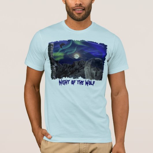 Wolf, Ravens, Totem Pole & Aurora T-shirt (Voorkant)