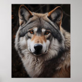 Wolf Realistic Painting Portrait Wildlife Cabin Poster (Voorkant)