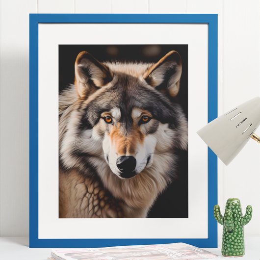Wolf Realistic Painting Portrait Wildlife Cabin Poster