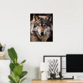 Wolf Realistic Painting Portrait Wildlife Cabin Poster (Thuiskantoor)
