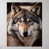 Wolf Realistic Painting Portrait Wildlife Cabin Poster (Voorkant)