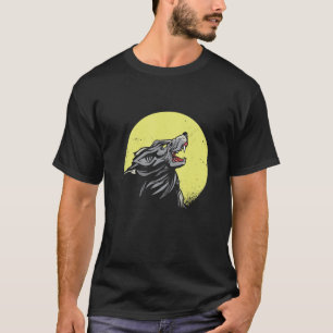 Wolf Realistic Wolves Animal die naar de maan kijk T-shirt