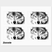 Wolf Rechthoekige Sticker (Vel)