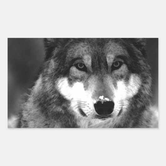 Wolf Rechthoekige Sticker (Voorkant)