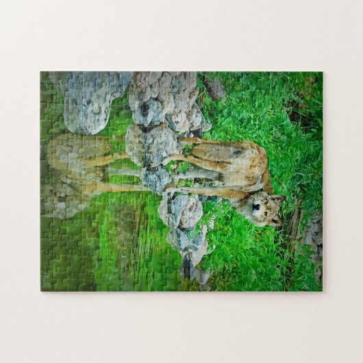 Wolf Reflection, Grenswateren, Minnesota Legpuzzel (Horizontaal)