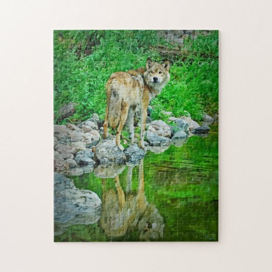 Wolf Reflection, Grenswateren, Minnesota Legpuzzel (Verticaal)