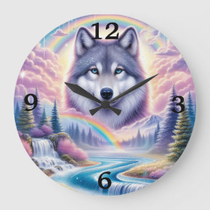 Wolf, regenbogen en watervallen grote klok