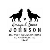 Wolf retour adresstempel - Trouwdieren Rubberstempel (Afrduk)