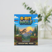 Wolf, Retro 8-Bit Pixelkunst Briefkaart (Staand voorkant)