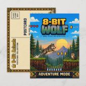 Wolf, Retro 8-Bit Pixelkunst Briefkaart (Voorkant / Achterkant)