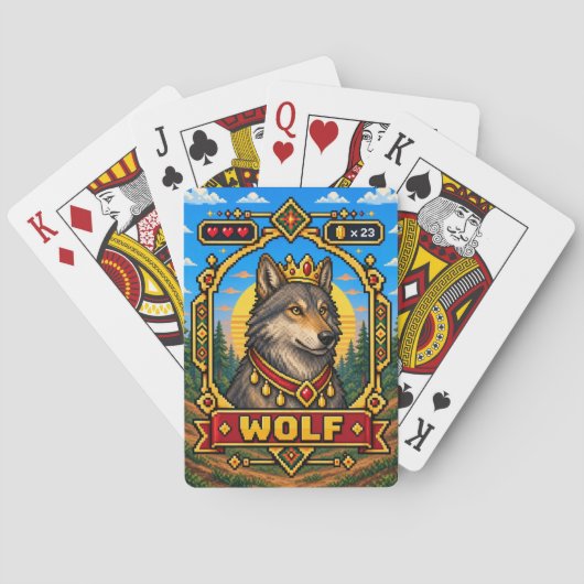 Wolf Retro 8-Bit Pixelkunst Pokerkaarten (Achterkant)