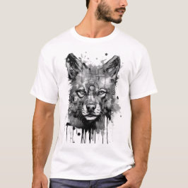 Wolf retro Bold Drip Art Wolf in vintage stijl T-shirt