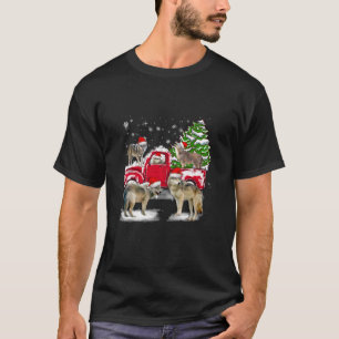 Wolf Riding Rode Vrachtwagen Vrolijk Kerstmis X ma T-shirt
