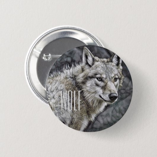 Wolf [Ronde Blikken Speld] Ronde Button 5,7 Cm (Voorkant /achterkant)