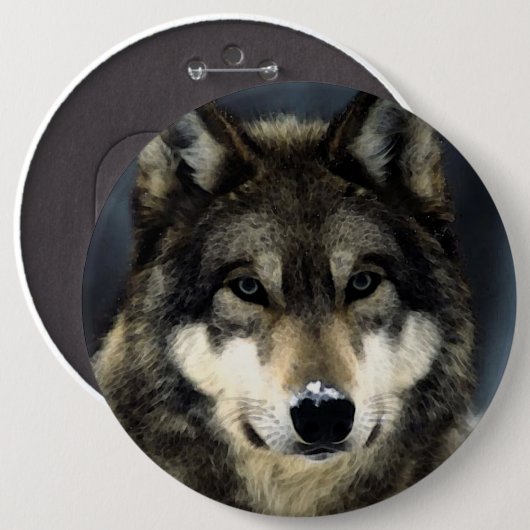Wolf Ronde Button 6,0 Cm (Voorkant /achterkant)