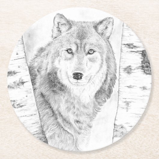 Wolf Ronde Kartonnen Onderzetter (Voorkant)