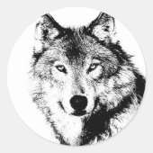 Wolf Ronde Sticker (Voorkant)