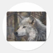 Wolf Ronde Sticker (Voorkant)