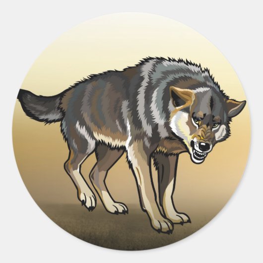 wolf ronde sticker (Voorkant)