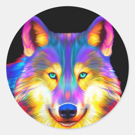 Wolf Ronde Sticker (Voorkant)