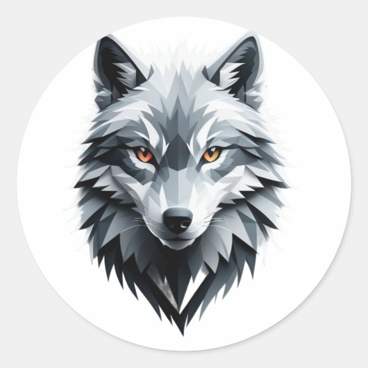 Wolf Ronde Sticker (Voorkant)