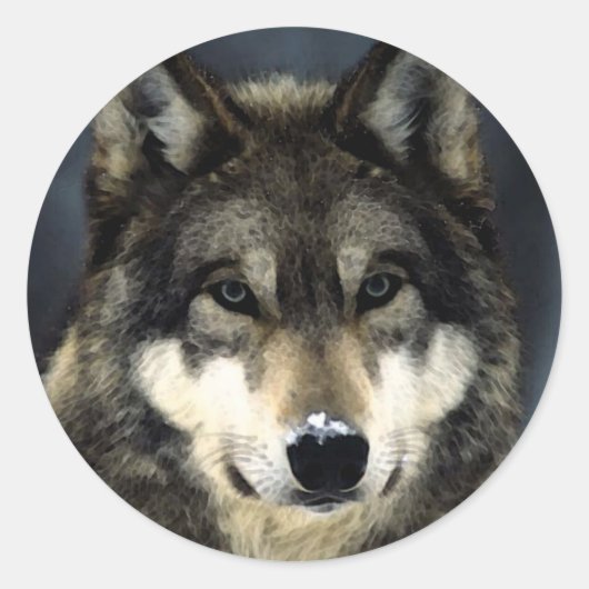 Wolf Ronde Sticker (Voorkant)