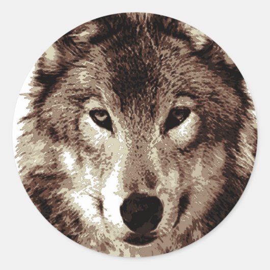 Wolf Ronde Sticker (Voorkant)