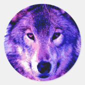 Wolf Ronde Sticker (Voorkant)