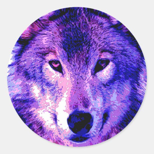 Wolf Ronde Sticker (Voorkant)