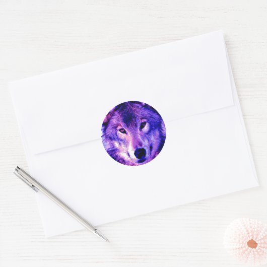 Wolf Ronde Sticker (Envelop)