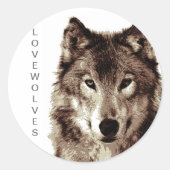 Wolf Ronde Sticker (Voorkant)